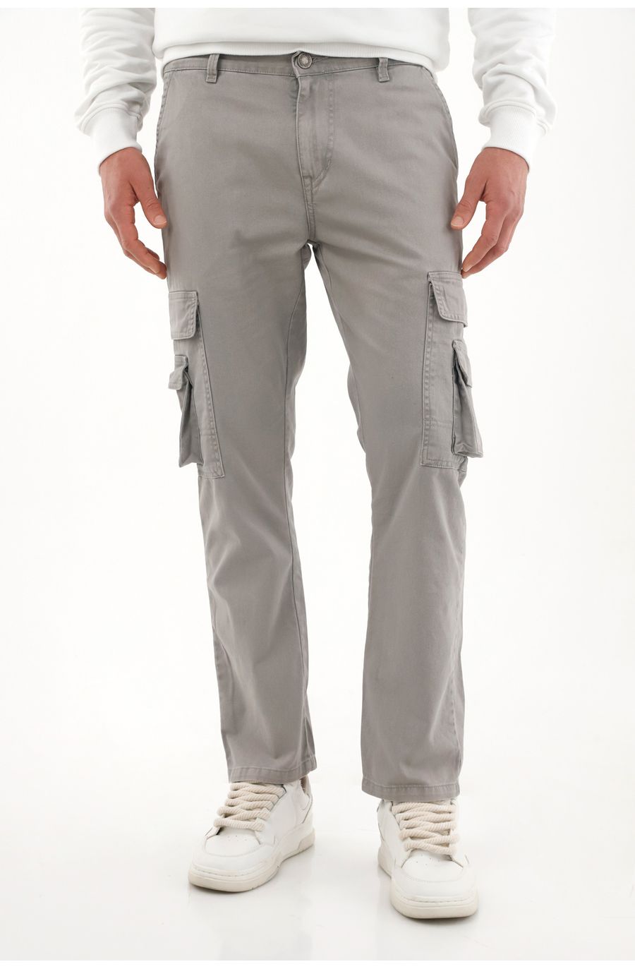 Pantalón tipo cargo gris para hombre
