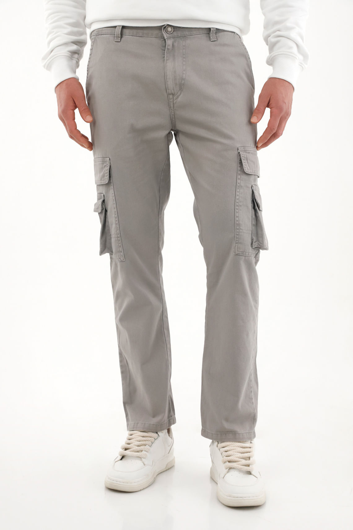 Pantalón tipo cargo gris para hombre