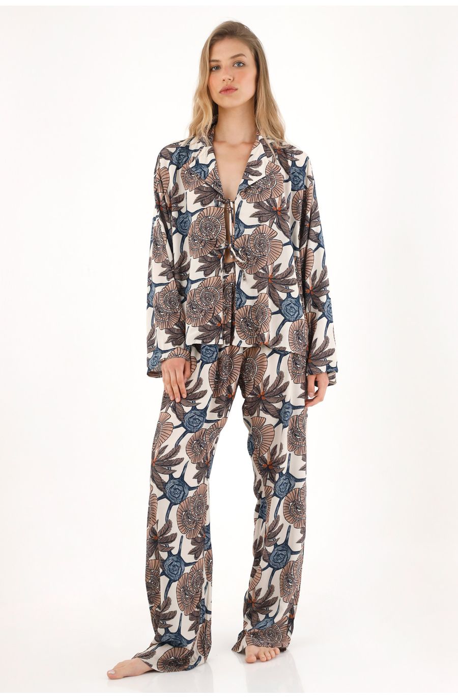 Pijama de pantalón con estampado multicolor para mujer