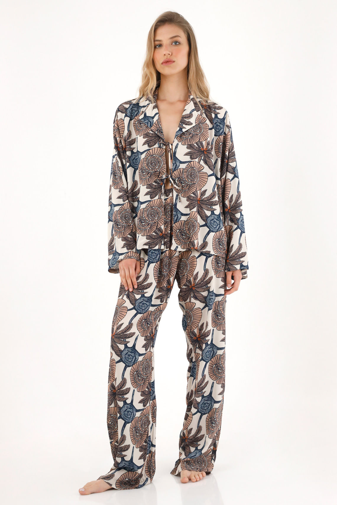 Pijama de pantalón con estampado multicolor para mujer