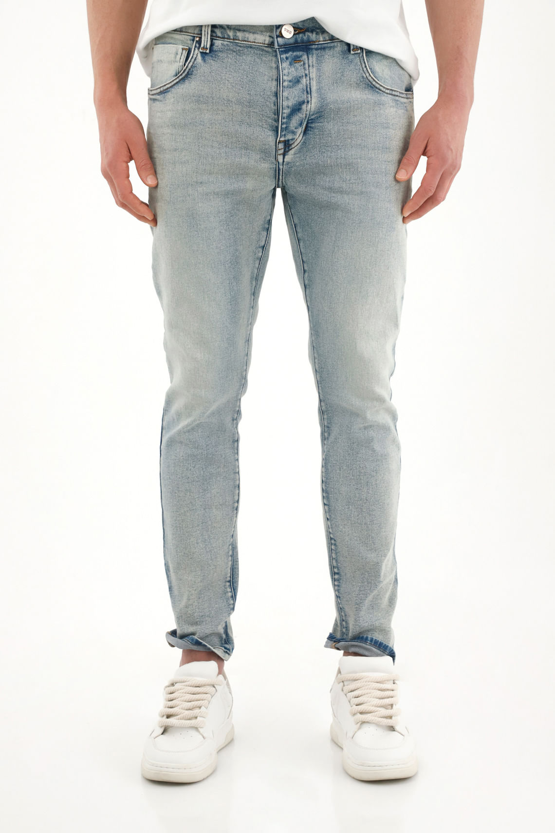 Jean Skinny de tiro medio tono claro para hombre