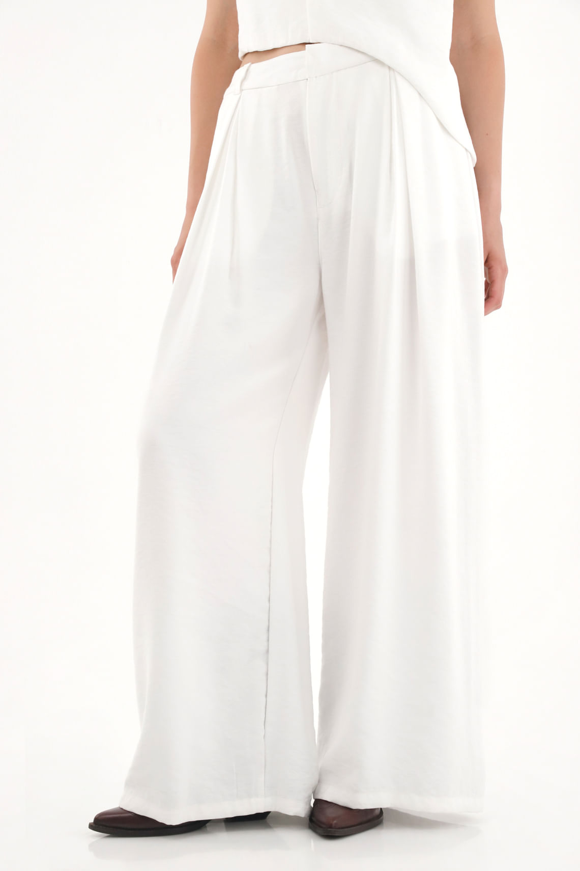 Pantalón Wide Leg tipo sastre blanco para mujer
