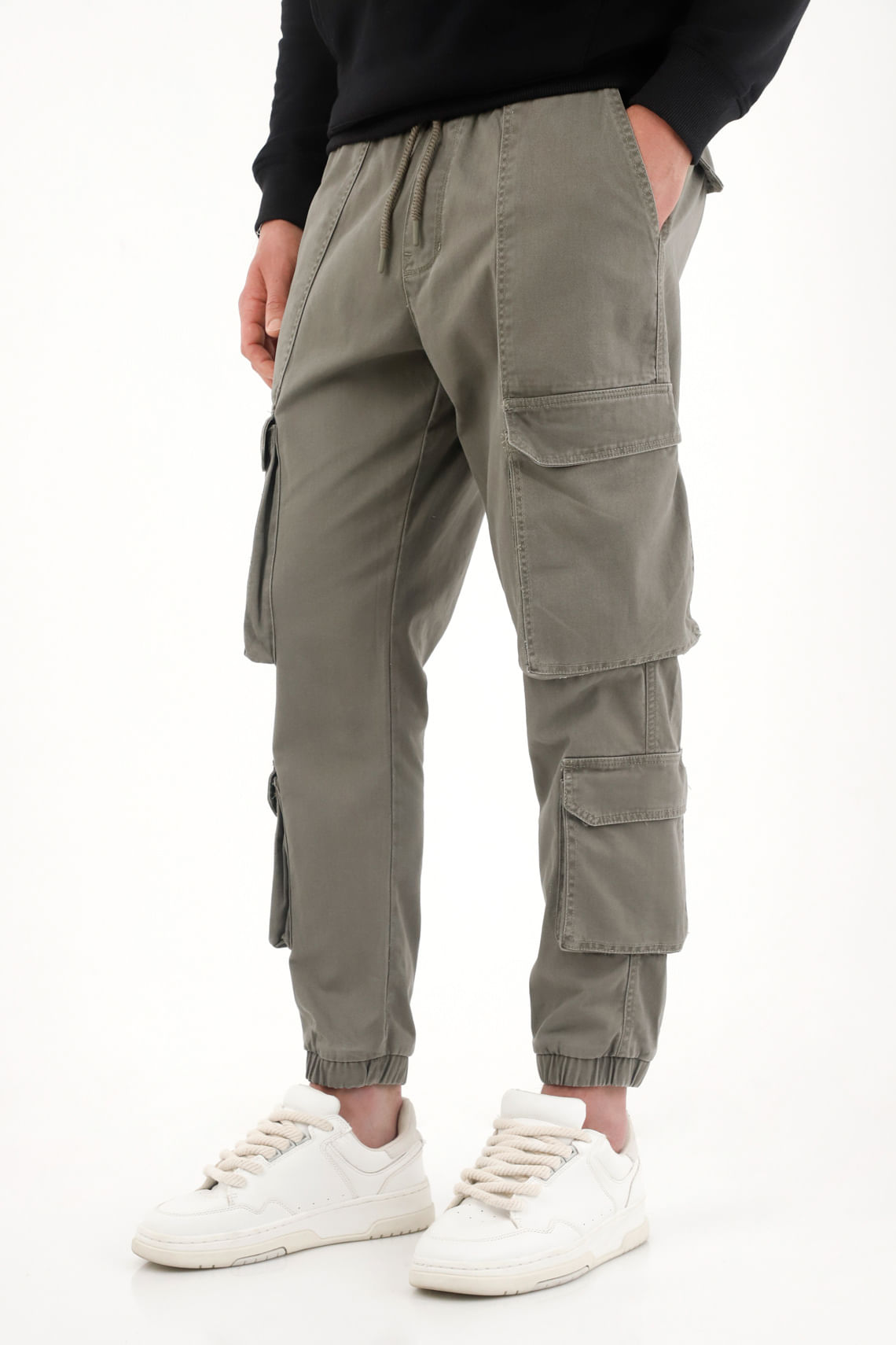 Pantalón jogger con pretina elástica gris para hombre