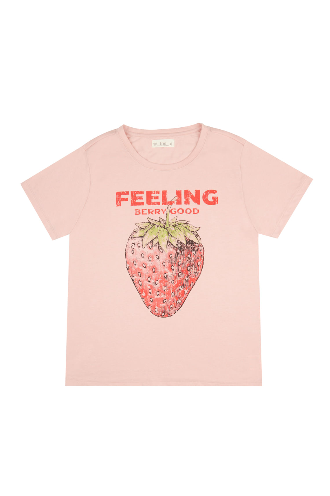 Camiseta manga corta estampada rosada para mujer