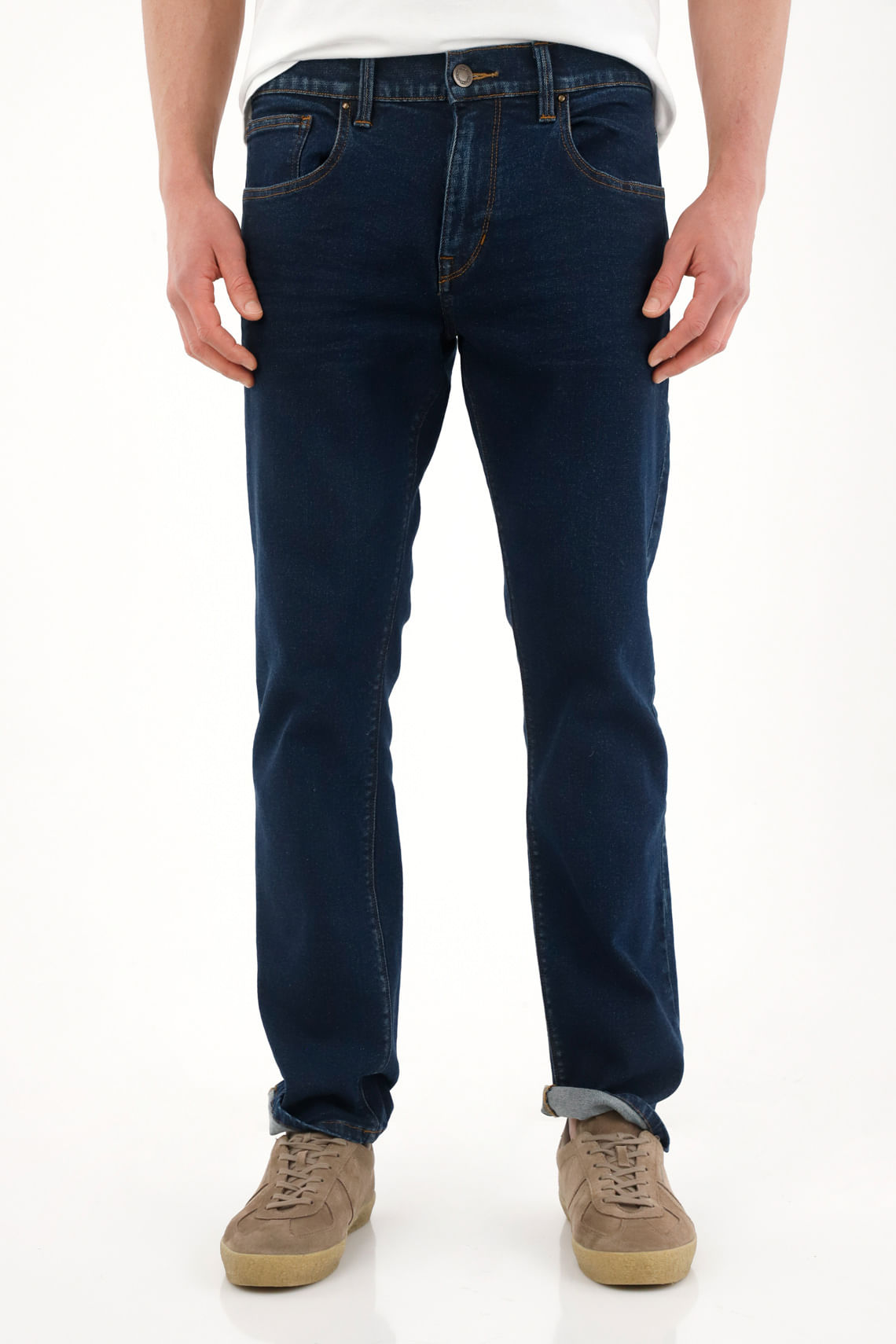 Jean Recto de tiro medio azul oscuro para hombre