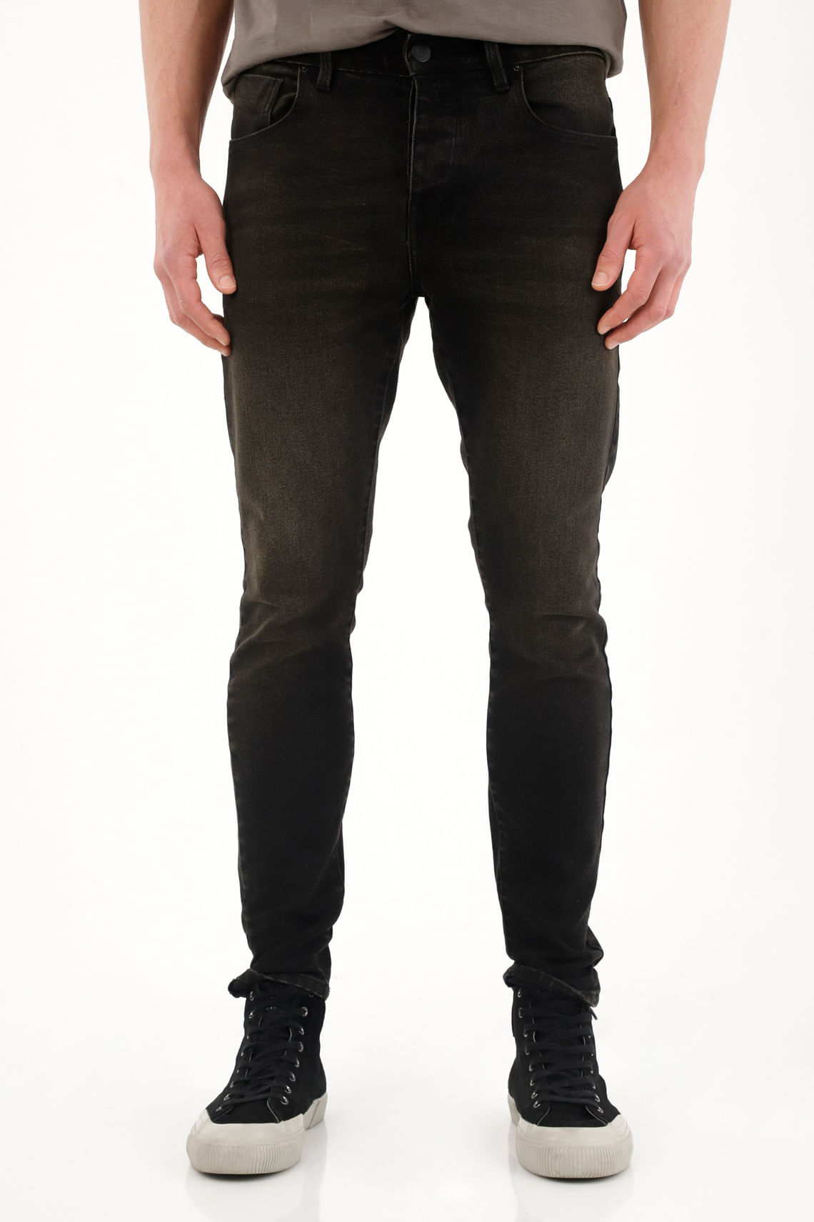 Jean Super Skinny de tiro medio negro para hombre