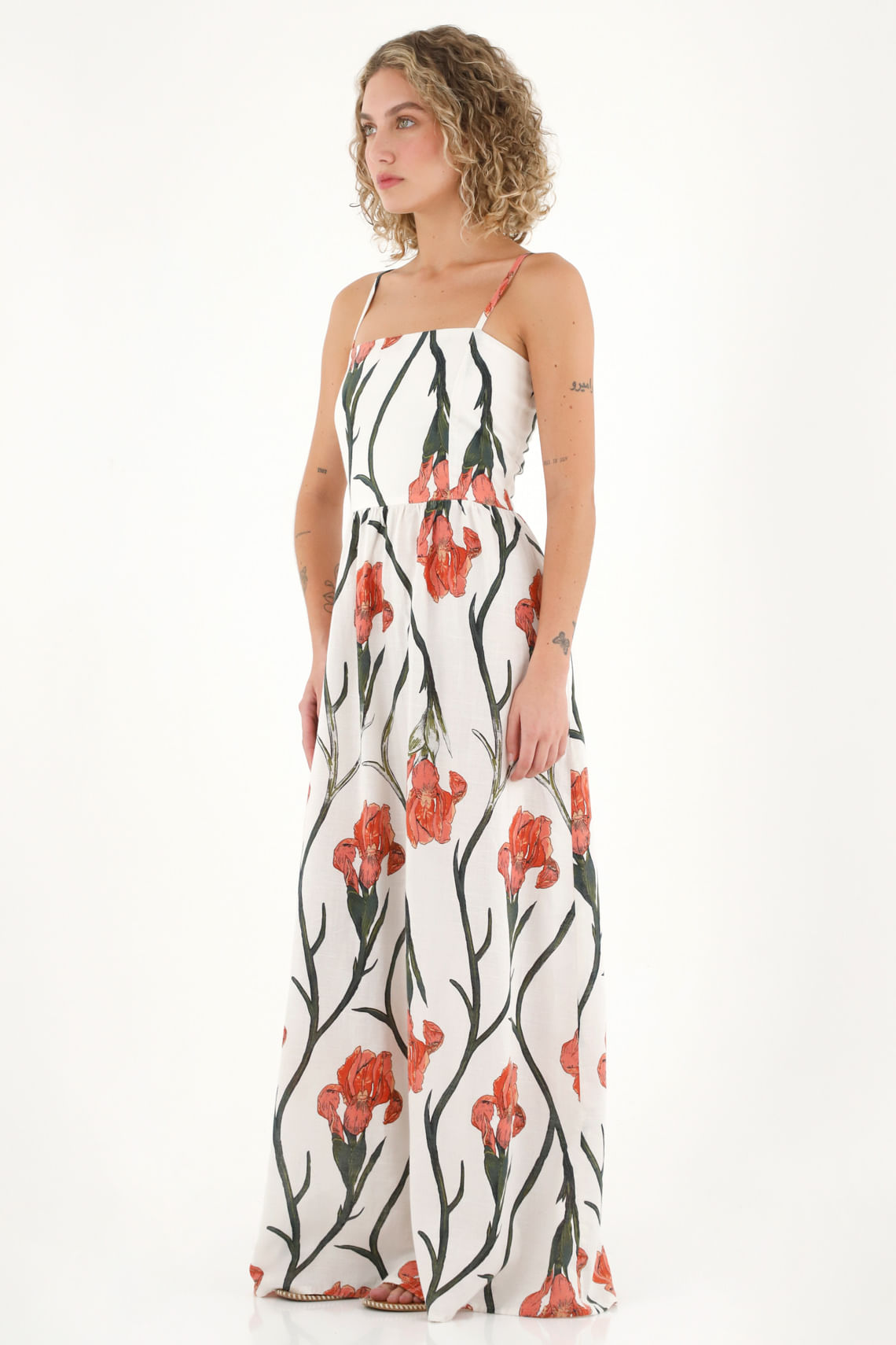 Vestido largo con estampado de flores multicolor para mujer