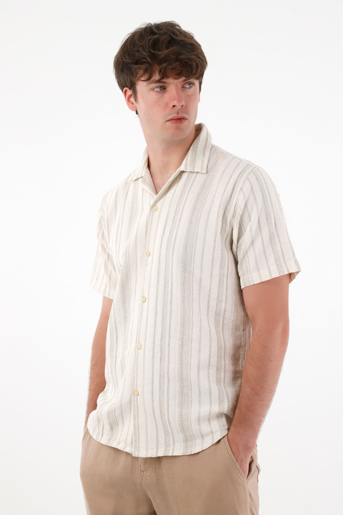 Camisa manga corta crudo para hombre