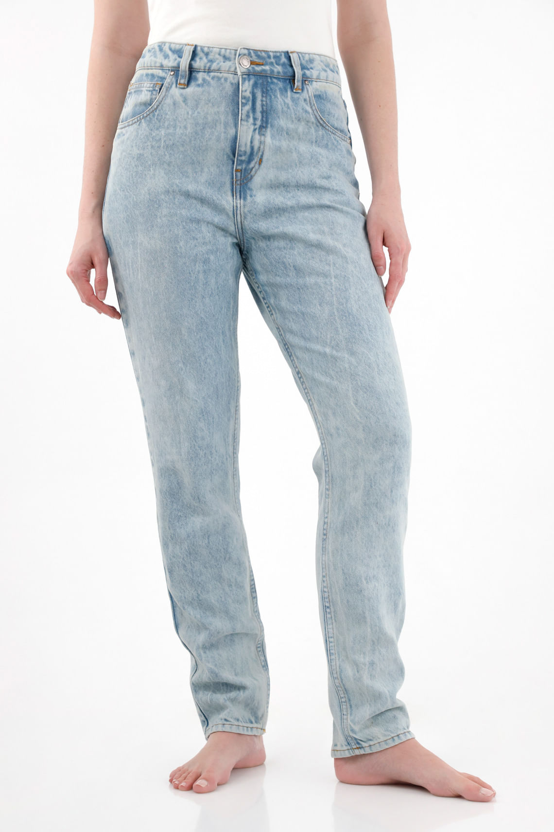 Jean Mom en 100% algodón tono claro para mujer