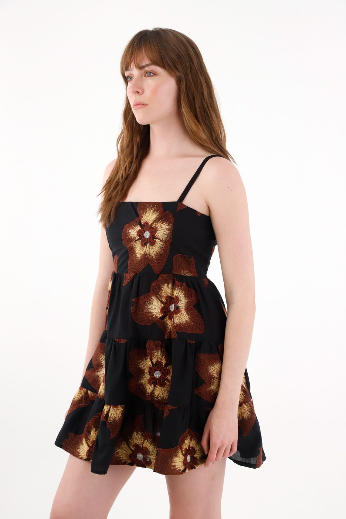 Vestido corto bordado multicolor para mujer