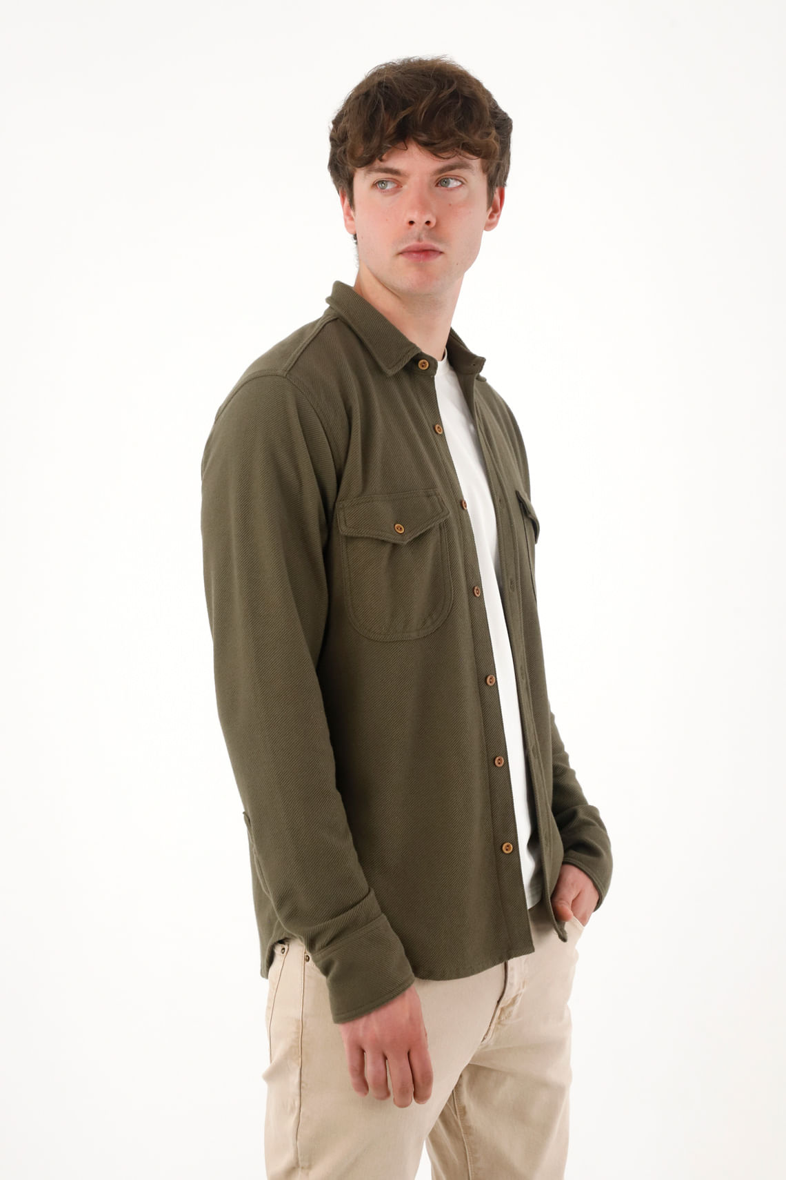 Buzo tipo camisa verde para hombre