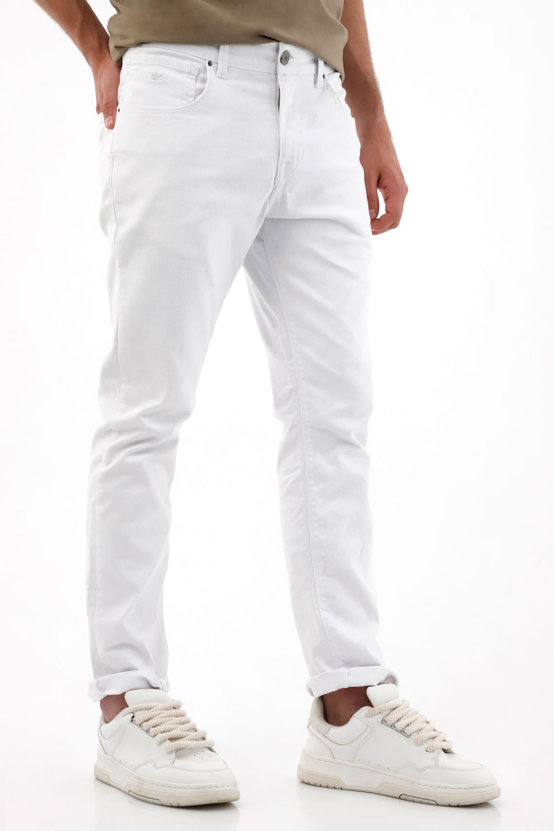 Pantalón Recto cinco bolsillos blanco para hombre