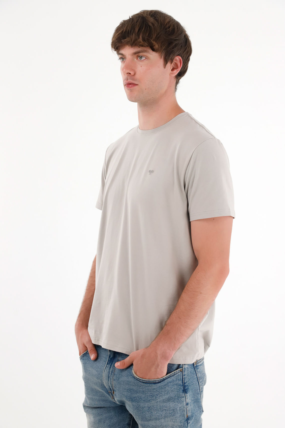 Camiseta con raqueta estampada gris para hombre
