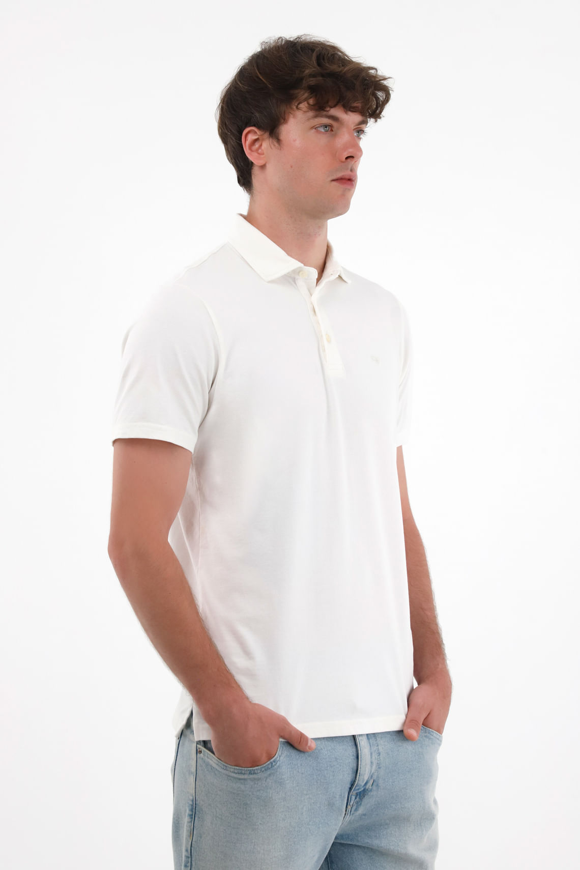 Polo con raqueta bordada crudo para hombre