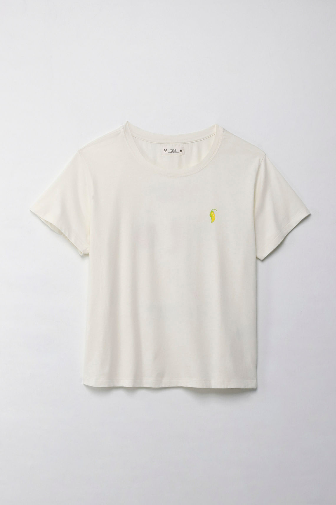 Camiseta con estampado en frente y espalda crudo para mujer