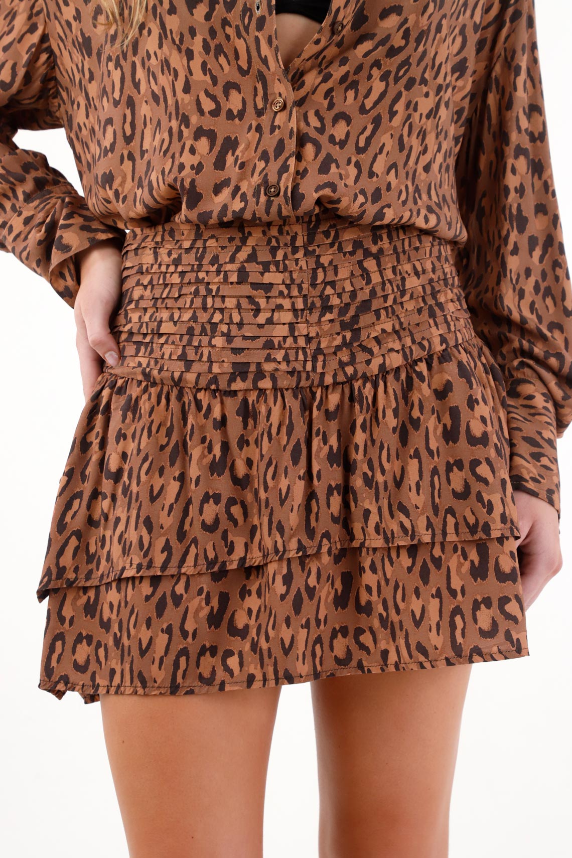 Falda corta con estampado de animal print multicolor para mujer