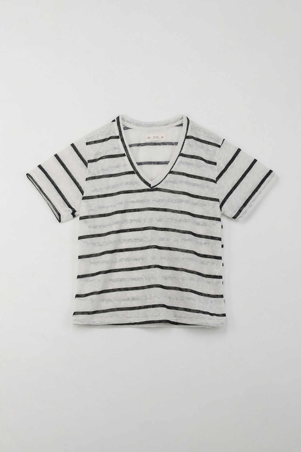 Camiseta con diseño preteñido a rayas para mujer