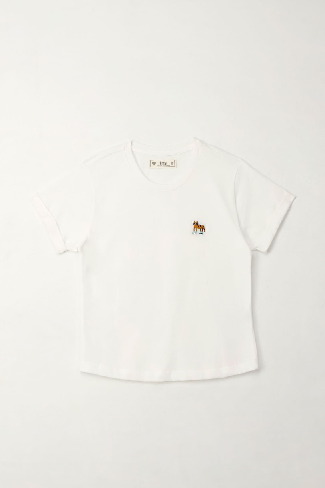 Camiseta básica manga corta crudo para niña