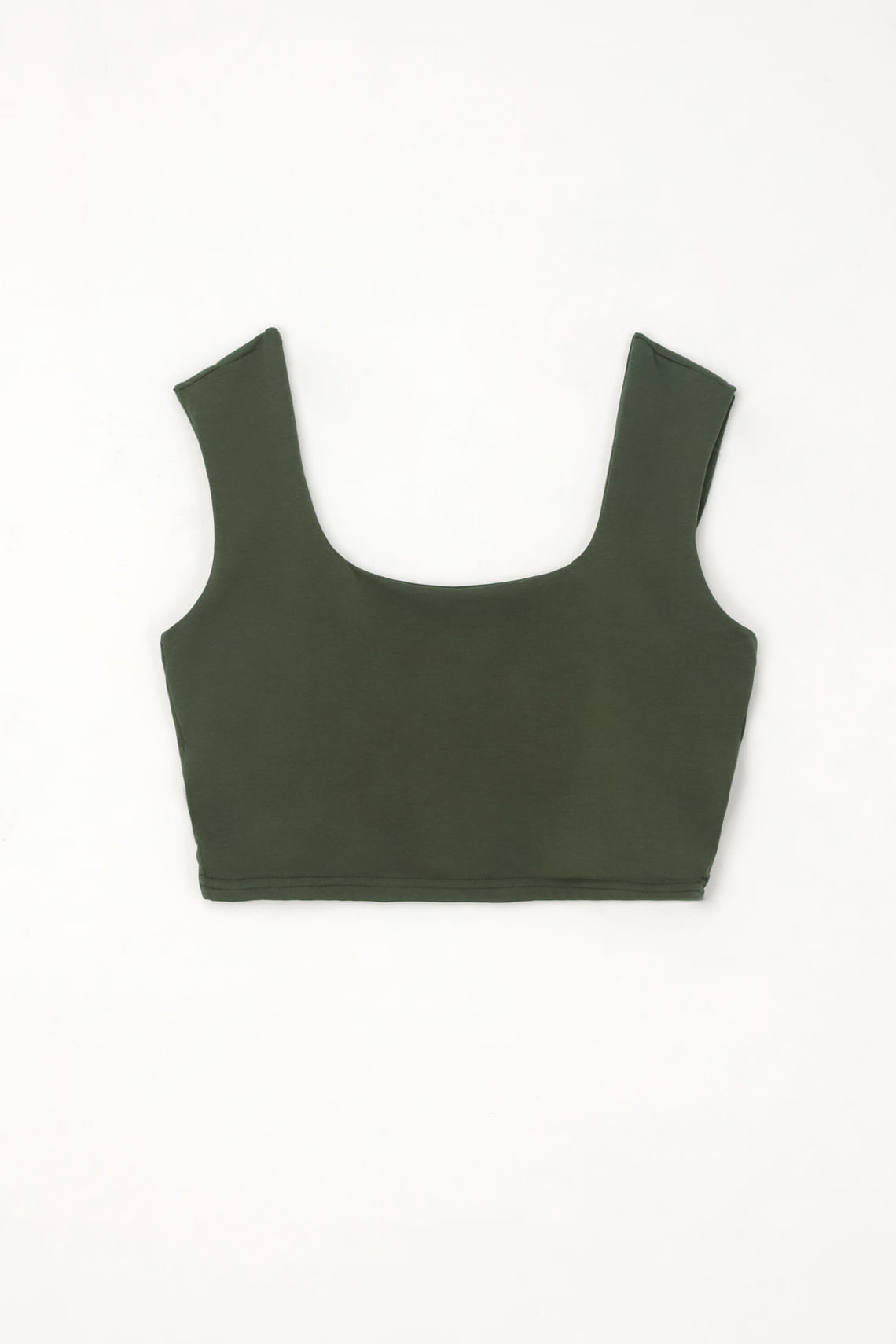 Camiseta crop manga sisa verde para mujer