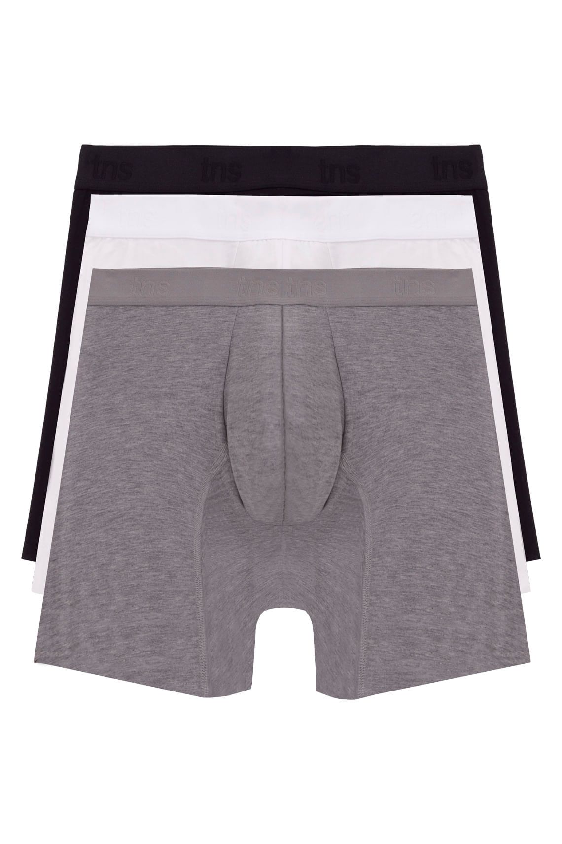 Boxer tripack blanco-gris-negro para hombre