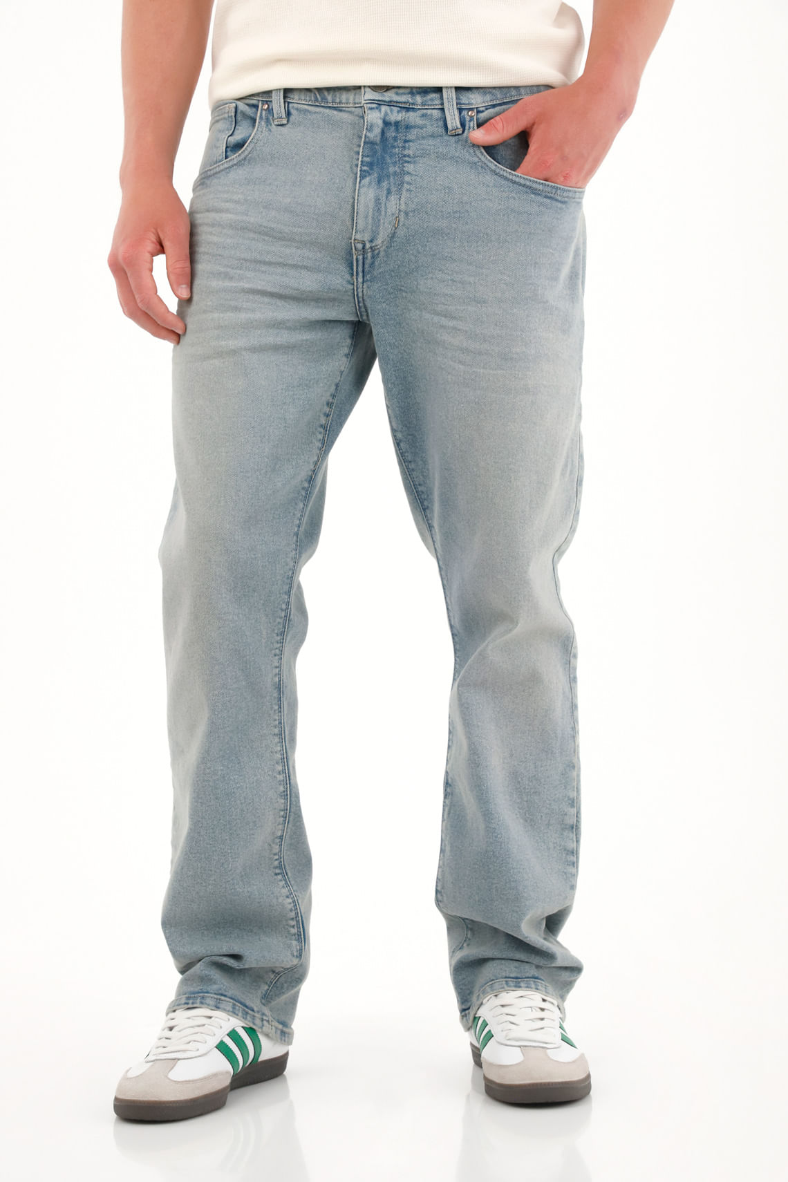 Jean Recto tiro medio azul claro para hombre