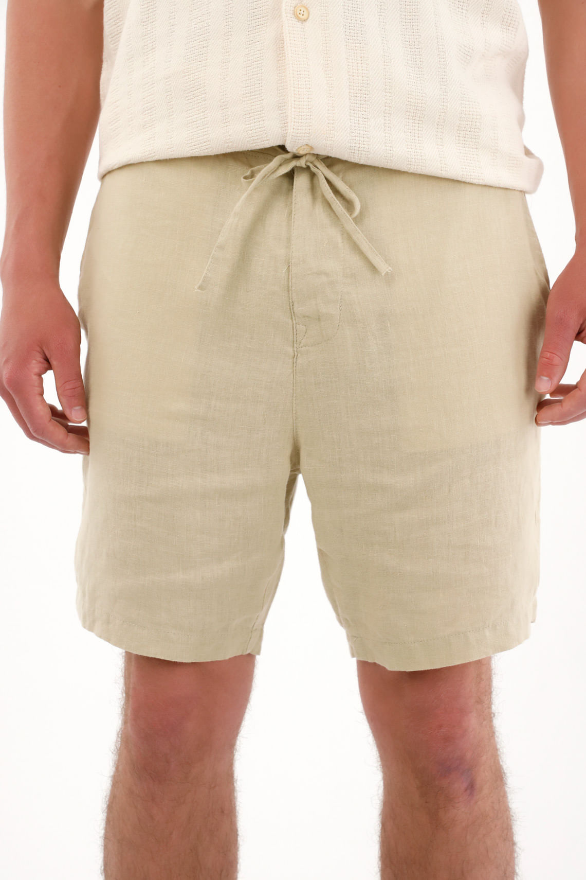 Bermuda en 100% lino tipo chino verde para hombre