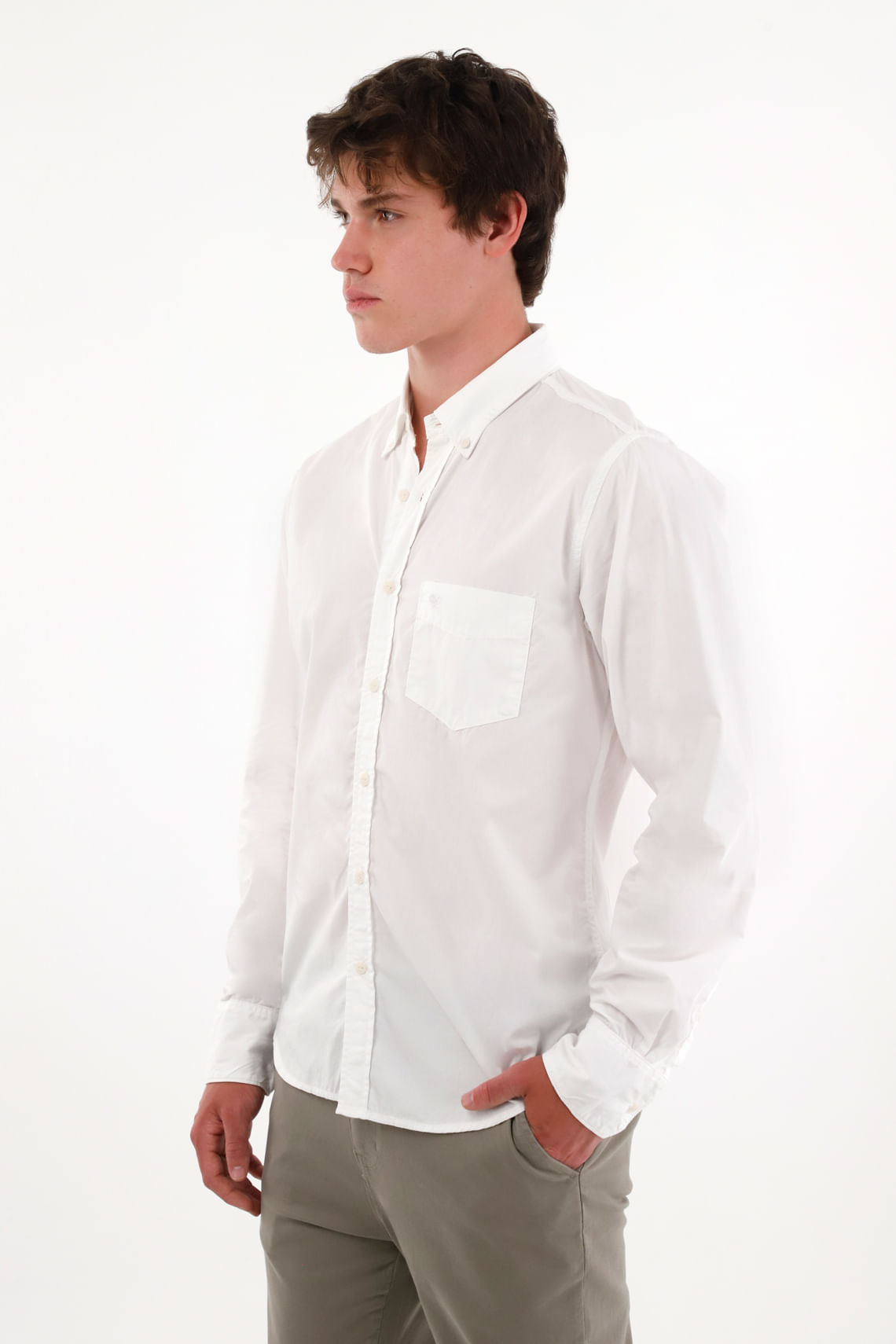 Camisa de botones blanca para hombre