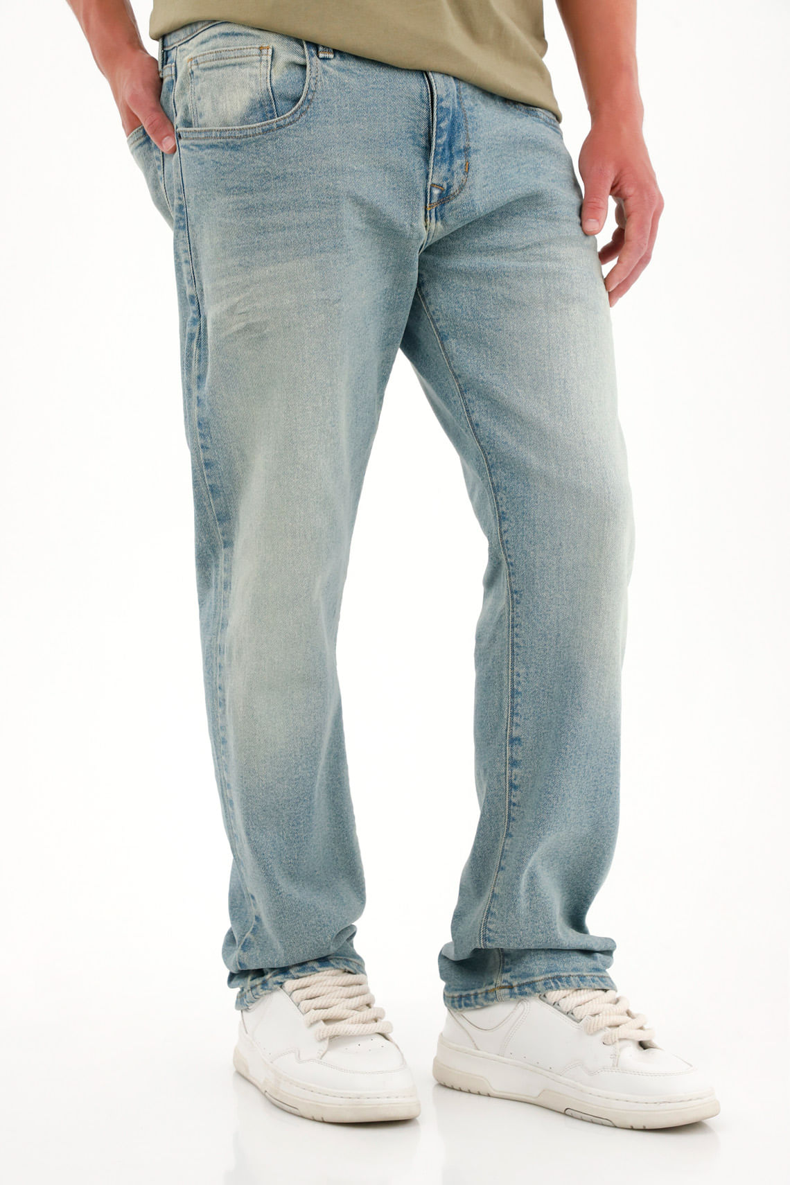 Jean Recto con desgaste azul claro para hombre
