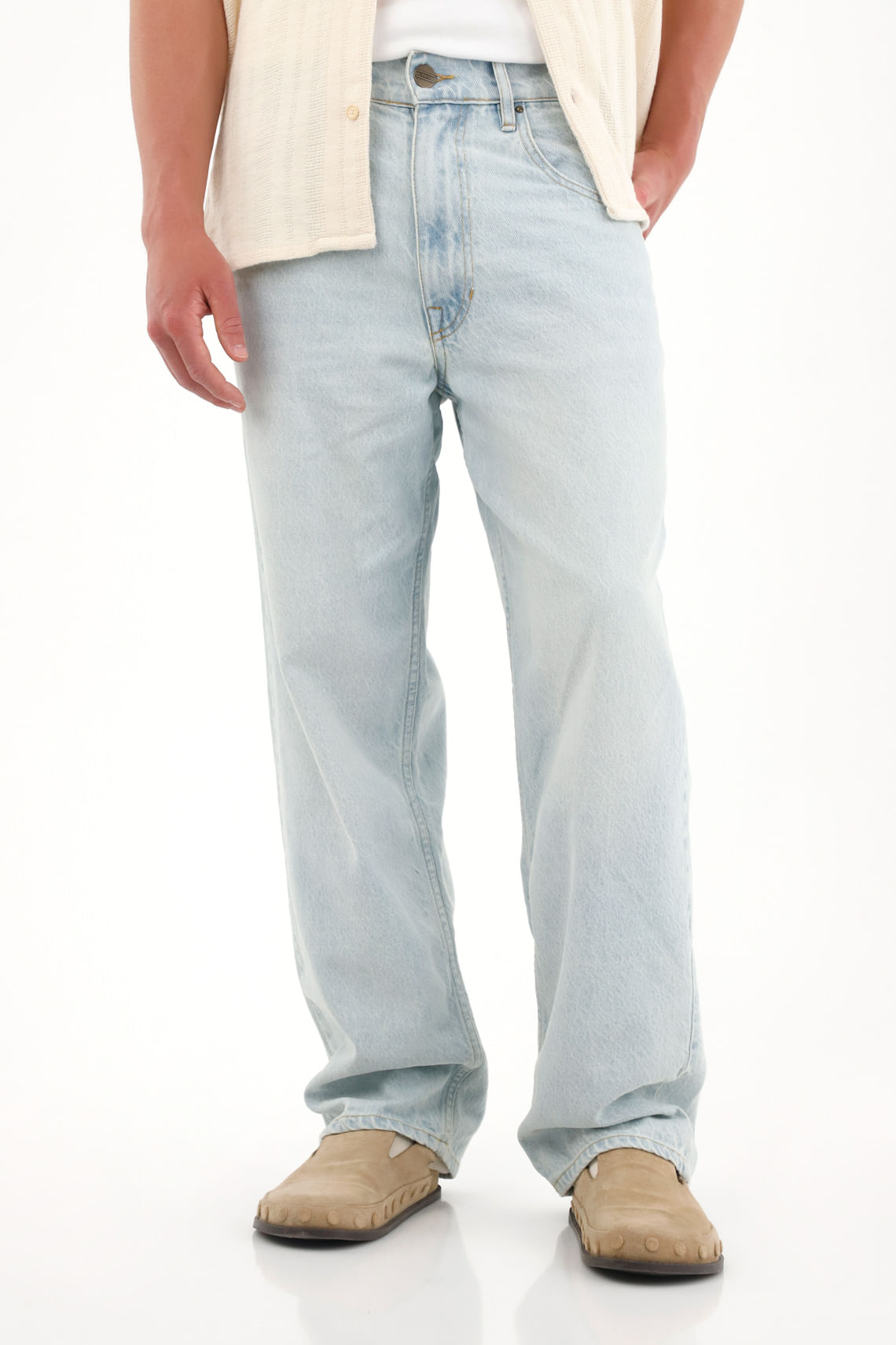 Jean Loose fit tiro medio azul claro para hombre