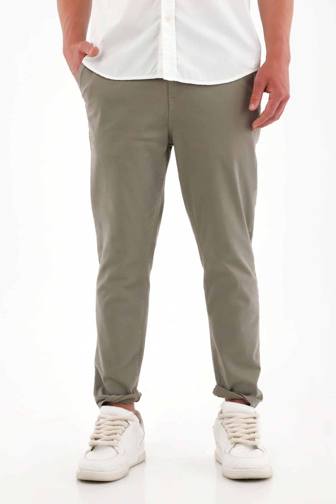 Pantalón tipo chino corto verde para hombre