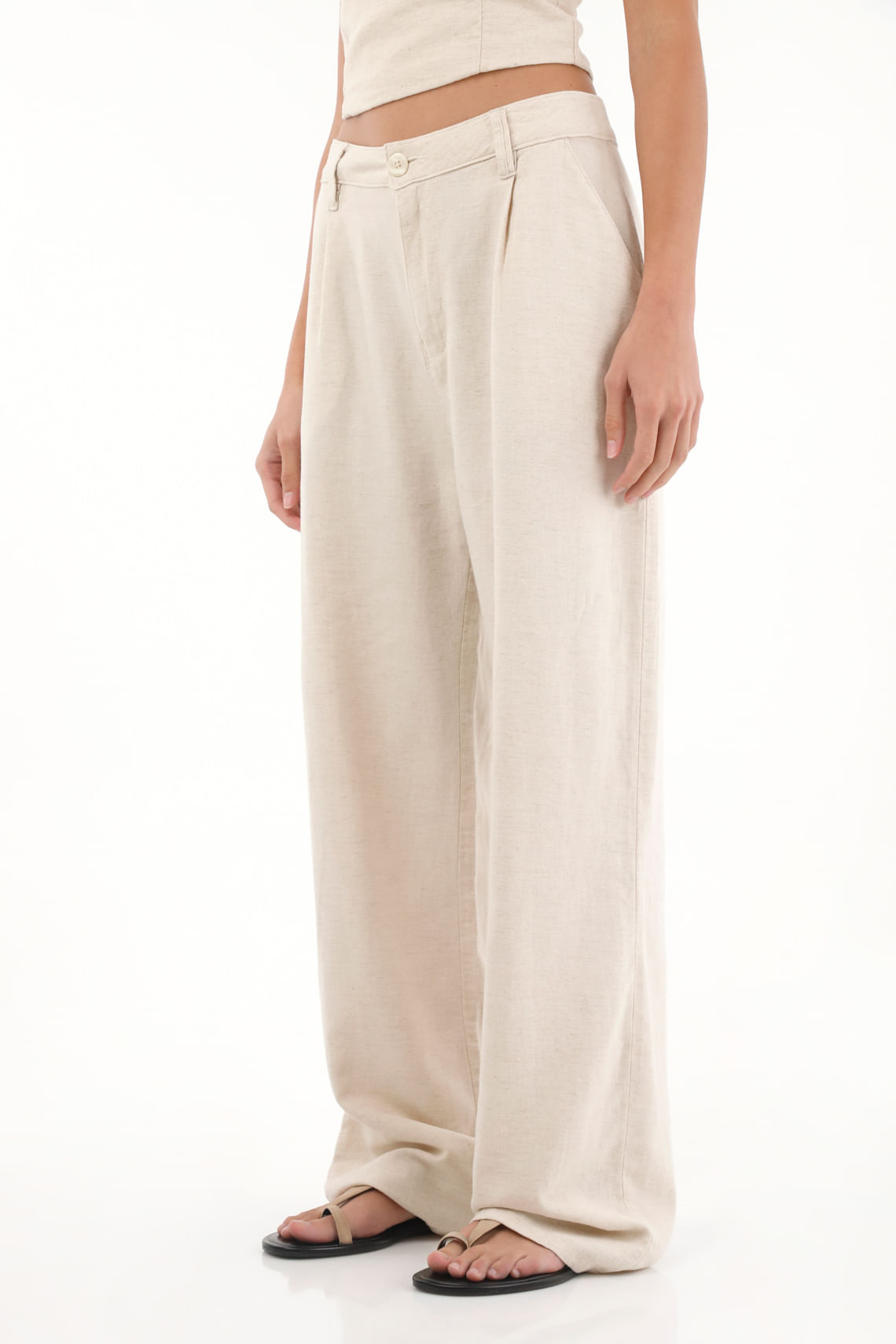 Pantalón Recto clásico crudo para mujer