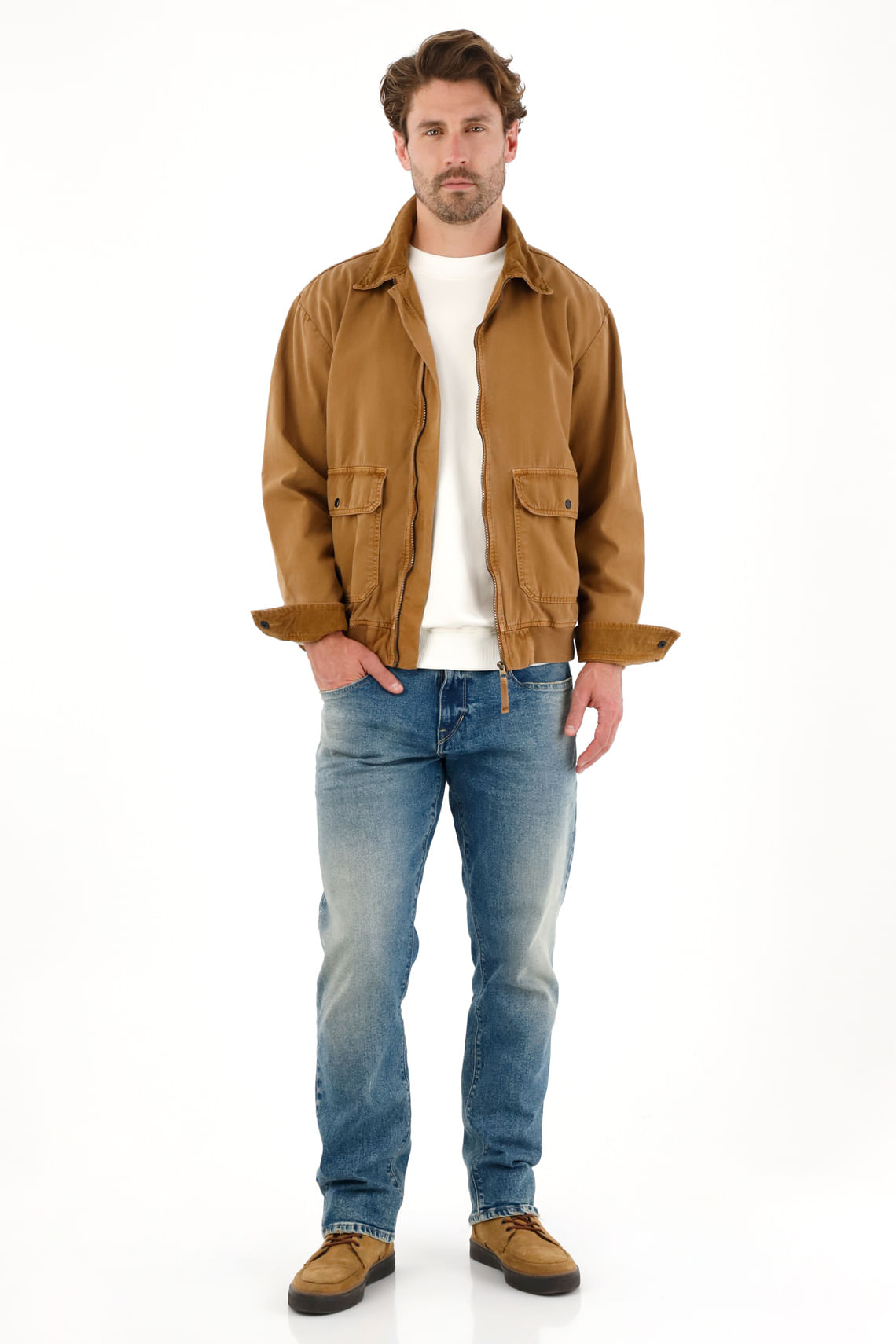 Jean Recto de tiro medio azul para hombre