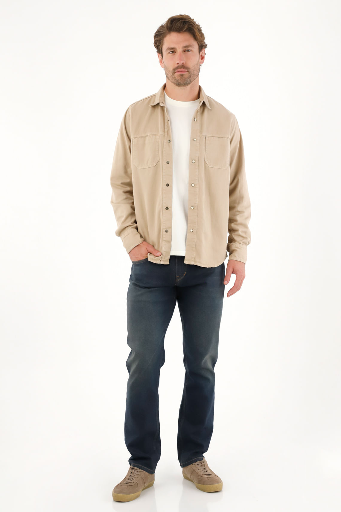 Jean Recto con efecto resinado azul para hombre