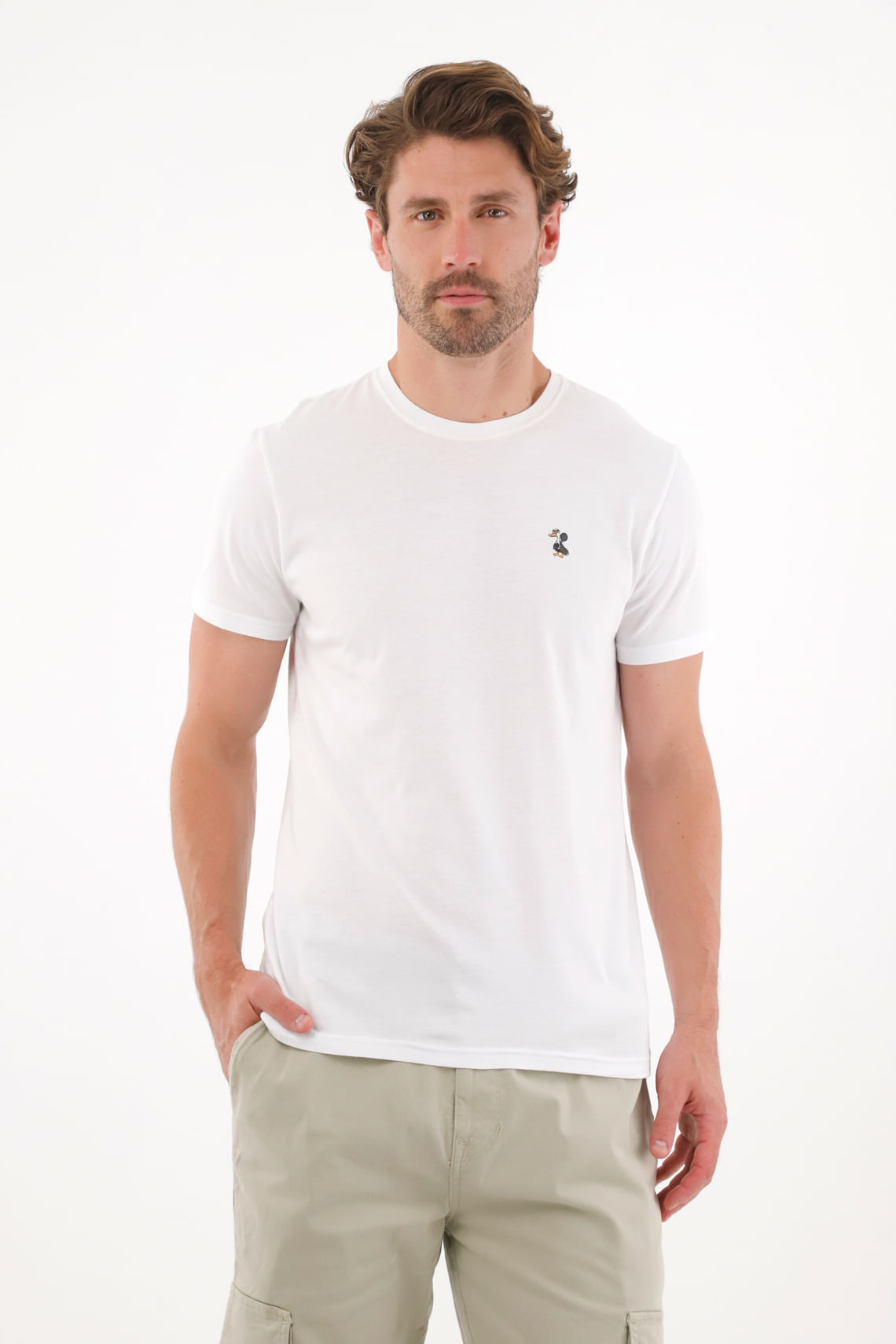 Camiseta con cuello redondo en rib blanca para hombre