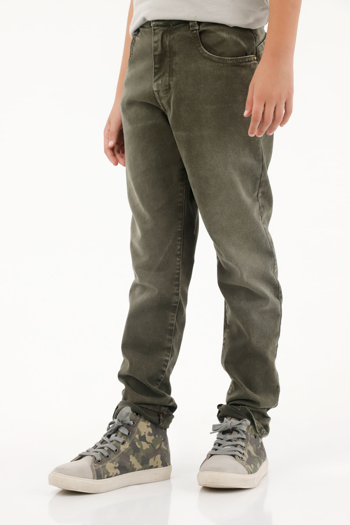 Jean Slim cinco bolsillos verde para niño