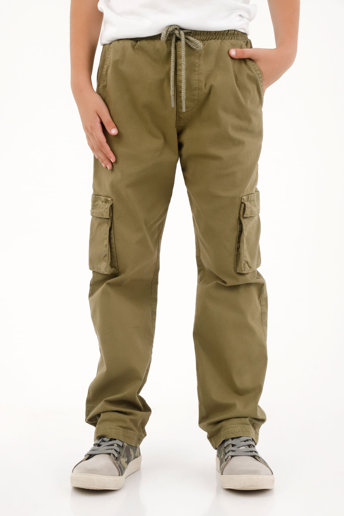 Pantalón con pretina elástica verde para niño