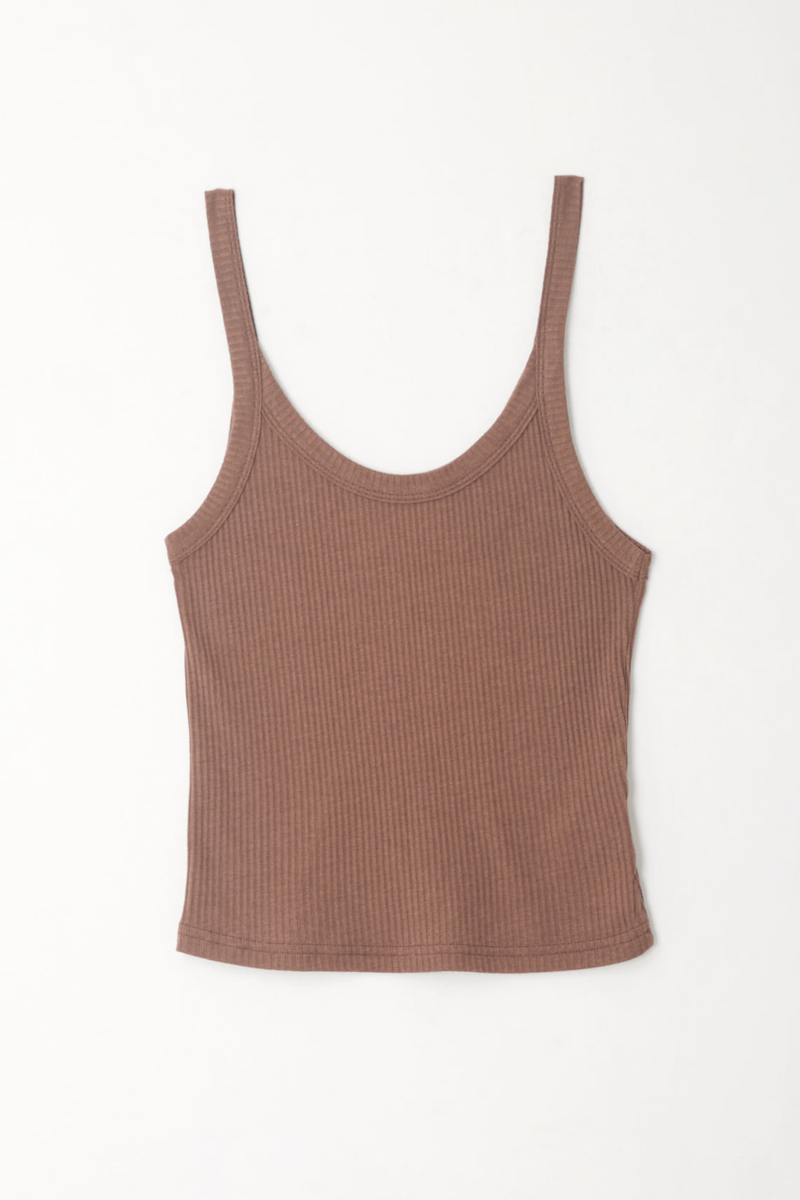 Camiseta de tiras ajustada café para mujer