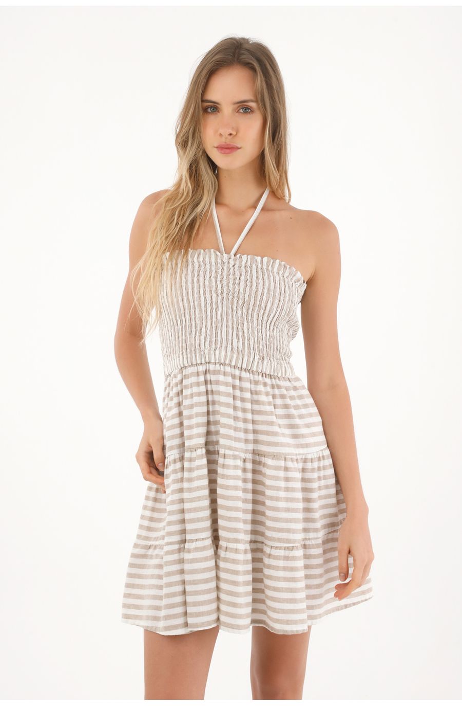 Vestido corto con diseño a rayas para mujer