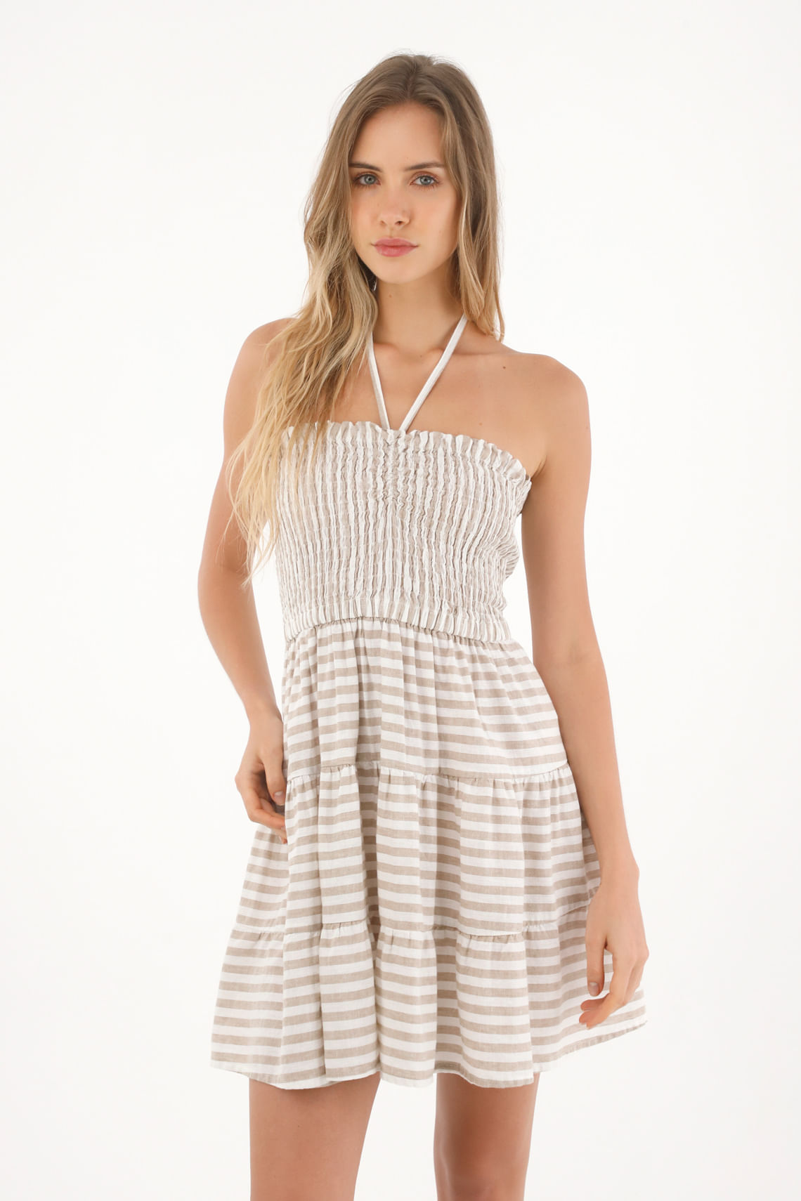 Vestido corto con diseño a rayas para mujer