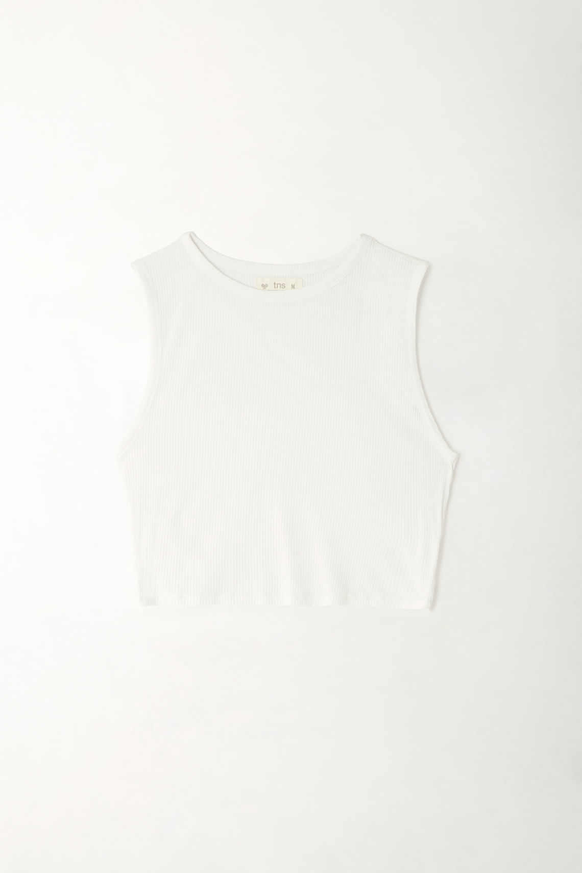 Camiseta crop manga sisa blanca para mujer
