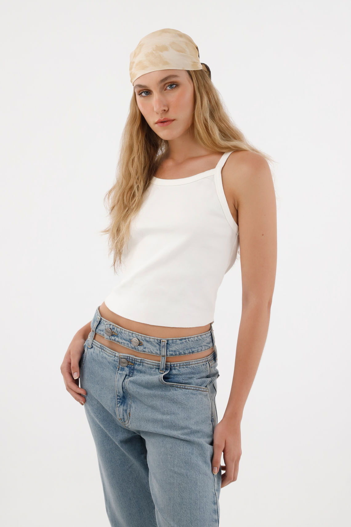 Camiseta crop de tiras para mujer