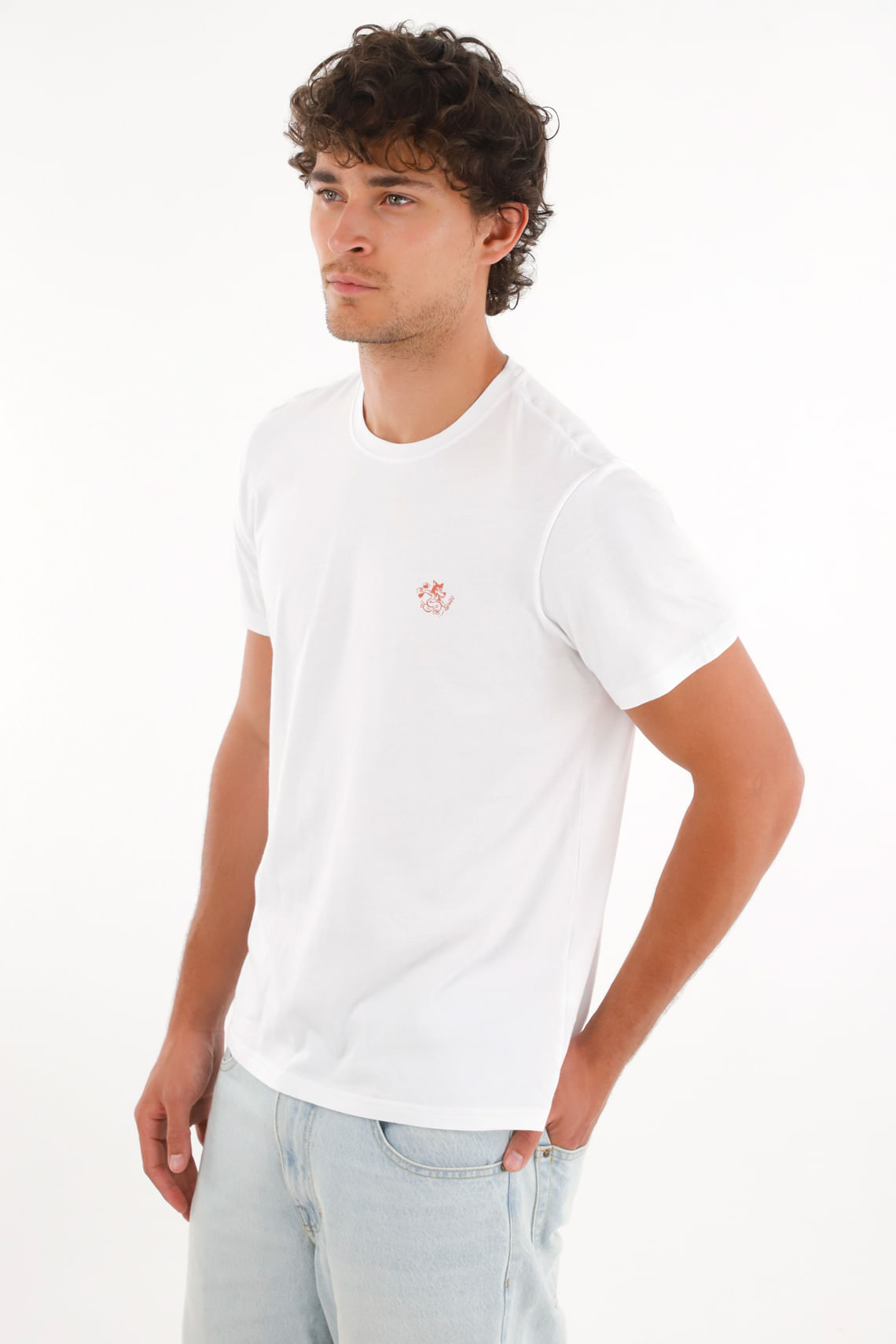 Camiseta con estampado en espalda blanca para hombre