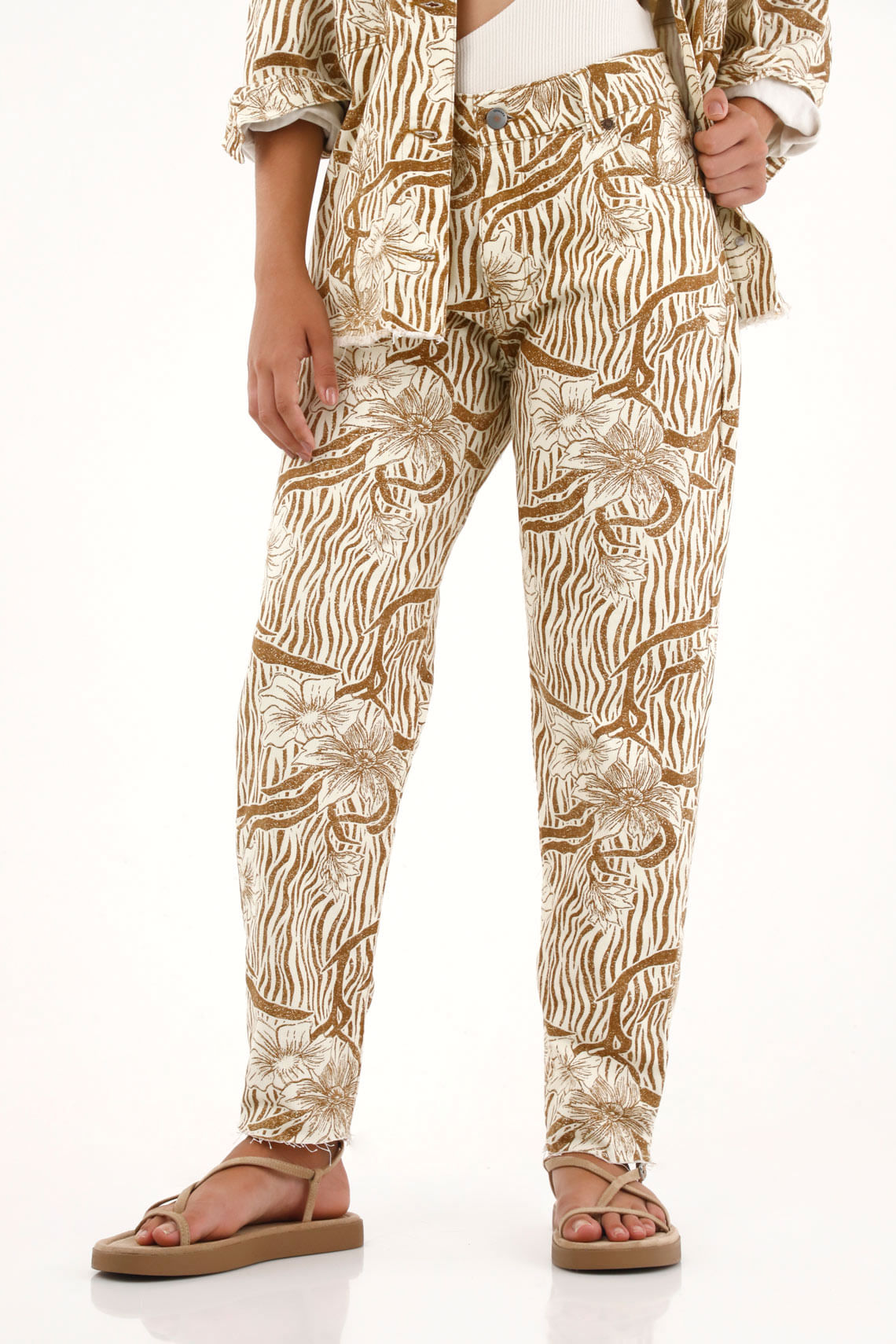 Pantalón Mom estampado de flores para mujer