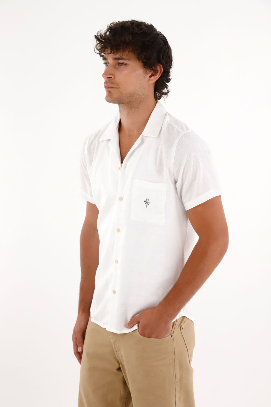 Camisa en 100% lino blanca para hombre