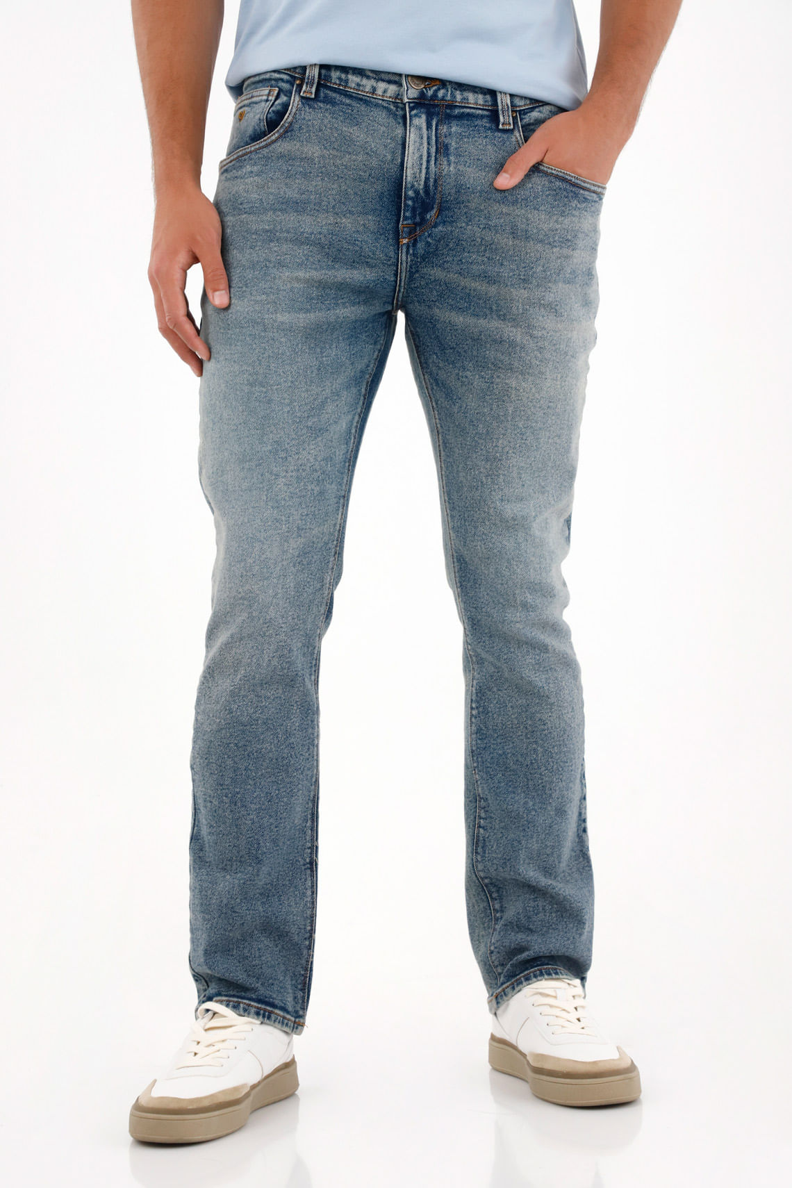 Jean Nudy tiro medio azul para hombre