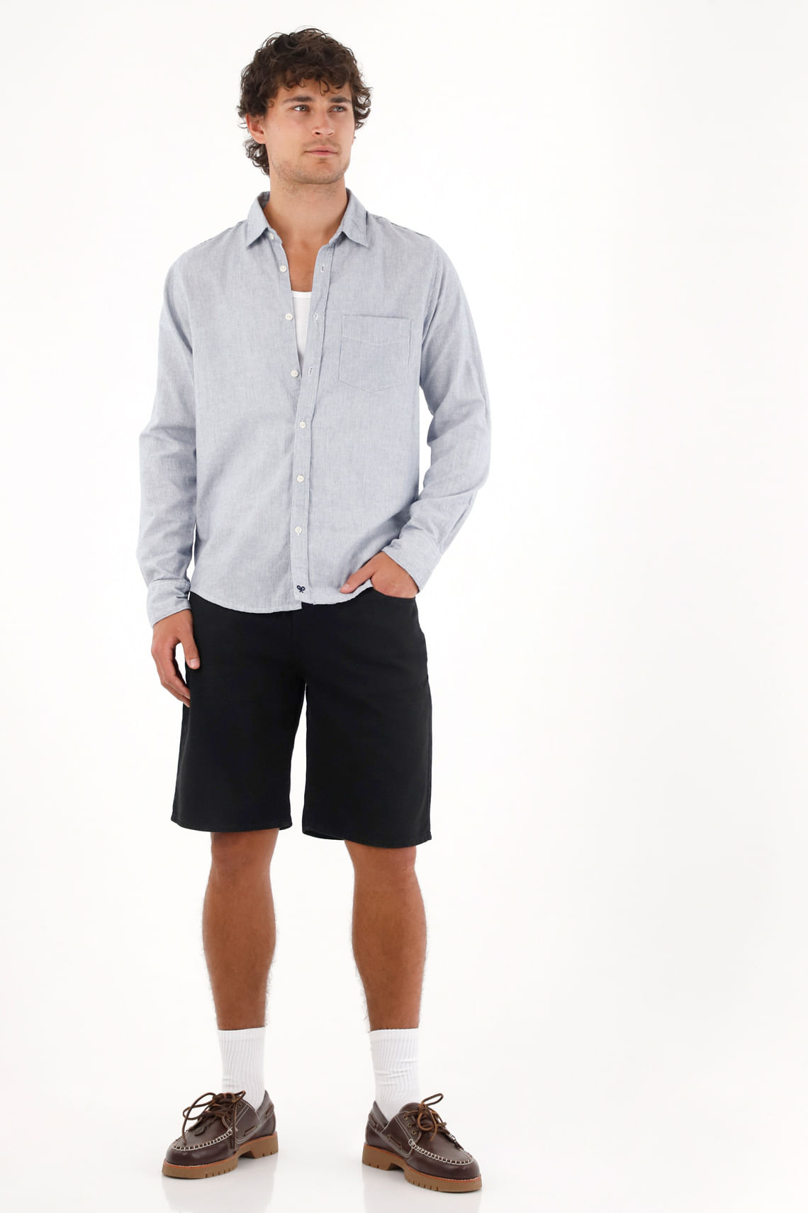 Bermuda en dril negra para hombre