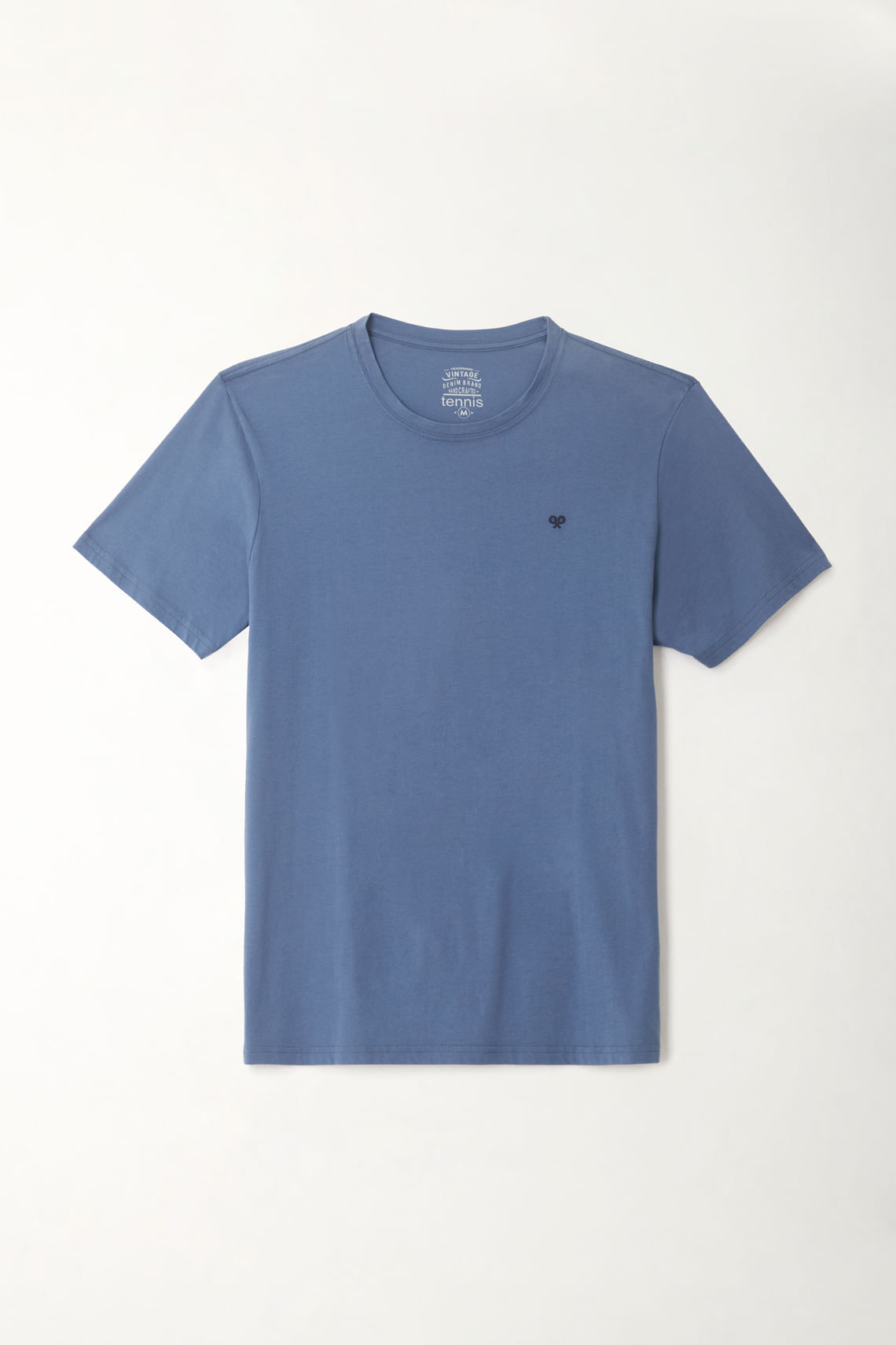 Camiseta azul con mini raqueta bordada para hombre