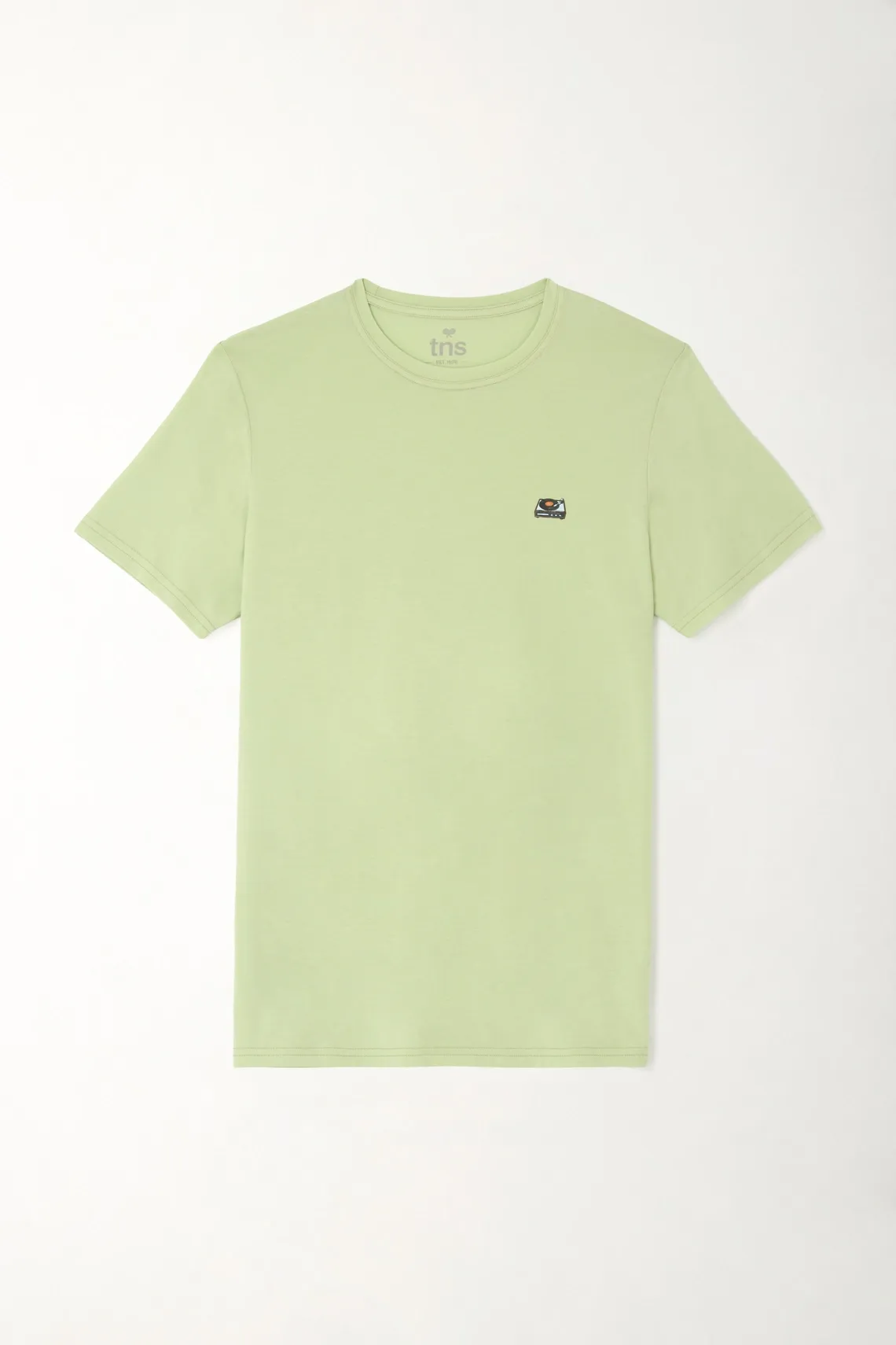 Camiseta básica estampada verde para hombre