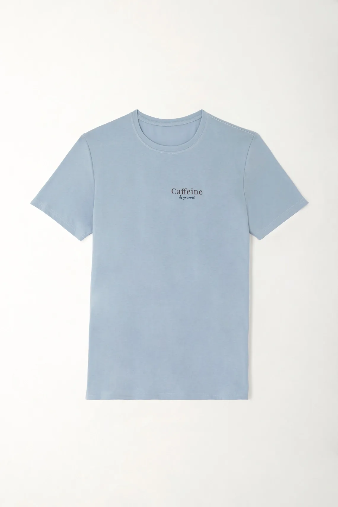 Camiseta con estampado en frente y espalda azul para hombre