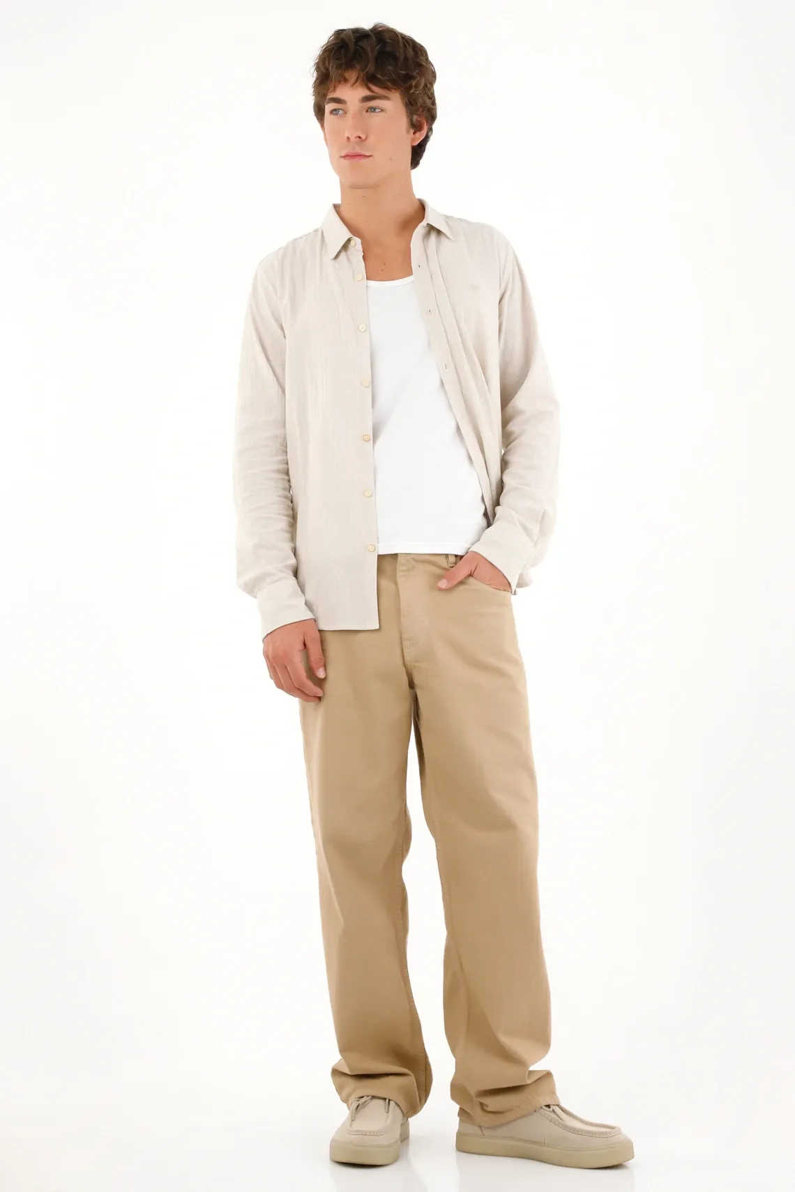 Camisa de tela con textura gris para hombre